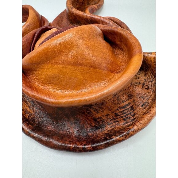 Vintage Leather Handmade Face Sculpture 3-D Signed A. Rodriguez Copala Mexico - Picture 9 of 10